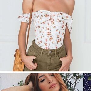 Off-Shoulder White Floral Corset Top